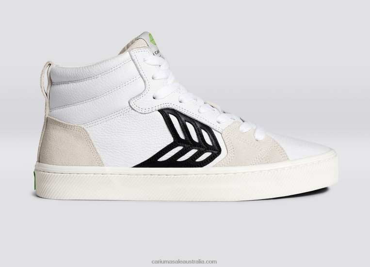 T8NFN148 Men White Premium Leather/Black Cariuma