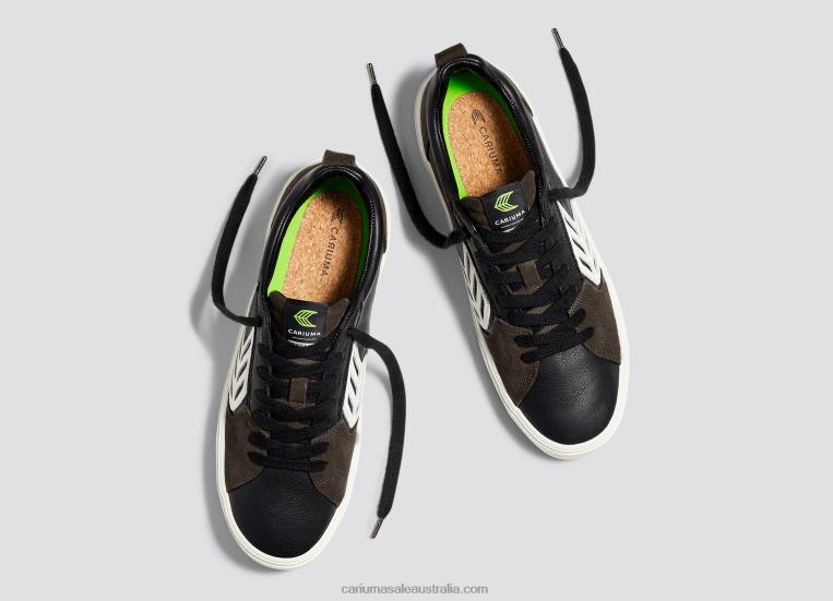 T8NFN141 Men Black Premium Leather/Ivory Cariuma