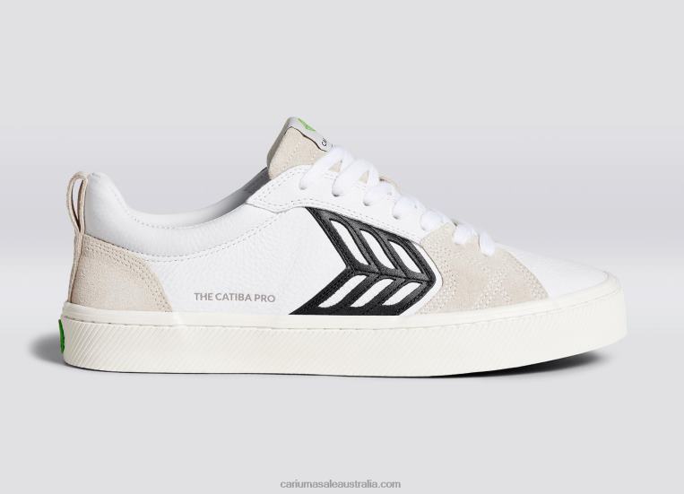 T8NFN142 Men White Premium Leather/Black Cariuma