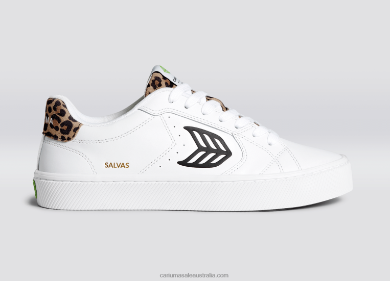 T8NFN100 Men White LWG Leather/Leopard Cariuma