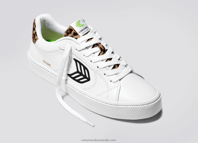T8NFN100 Men White LWG Leather/Leopard Cariuma