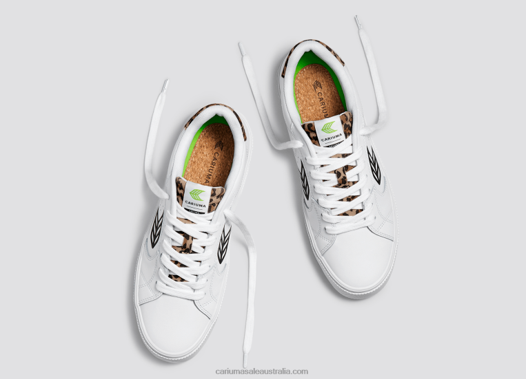 T8NFN100 Men White LWG Leather/Leopard Cariuma