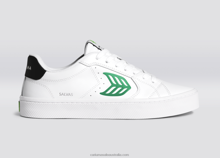 T8NFN101 Men White LWG Leather/Green Cariuma