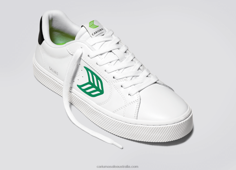 T8NFN101 Men White LWG Leather/Green Cariuma