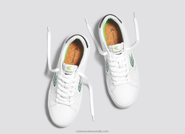 T8NFN101 Men White LWG Leather/Green Cariuma