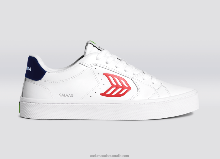T8NFN102 Men White LWG Leather/Red Cariuma