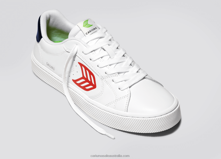 T8NFN102 Men White LWG Leather/Red Cariuma