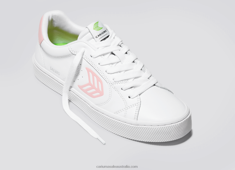 T8NFN103 Men White LWG Leather/Rose Cariuma