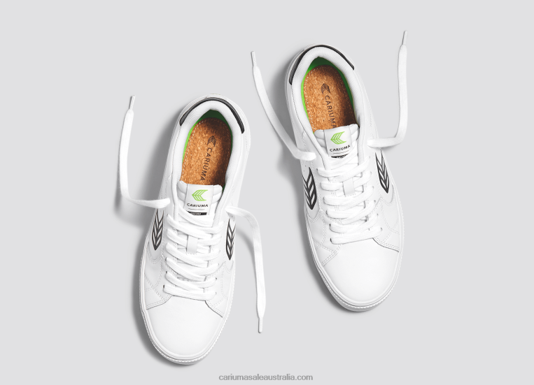 T8NFN97 Men White LWG Leather/Black Cariuma