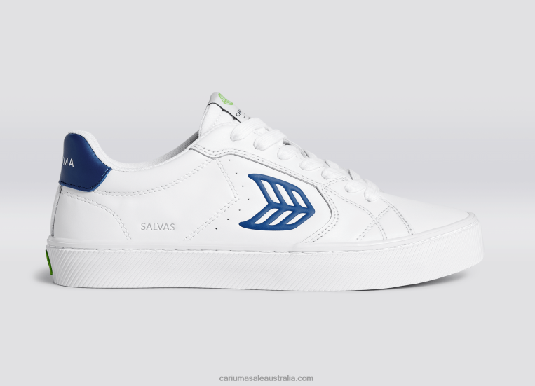 T8NFN99 Men White LWG Leather/Blue Cariuma