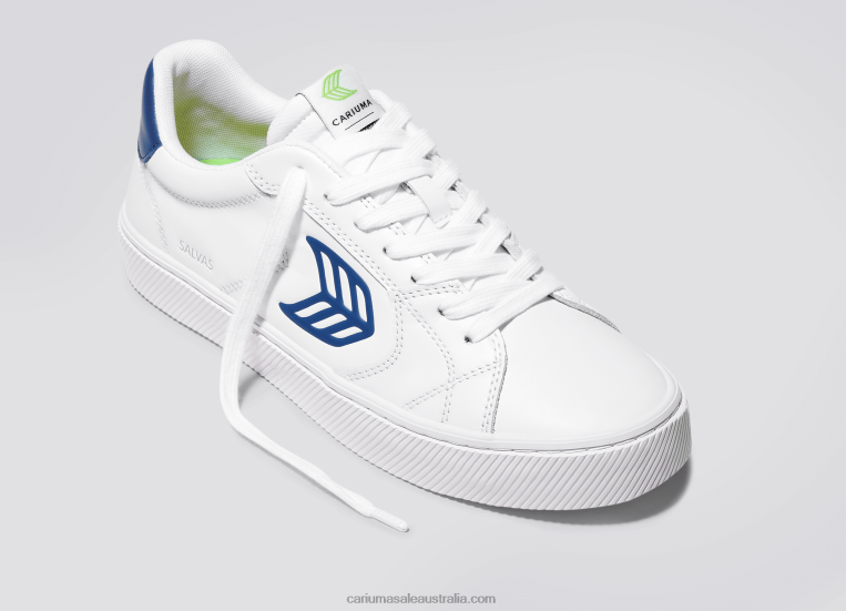 T8NFN99 Men White LWG Leather/Blue Cariuma