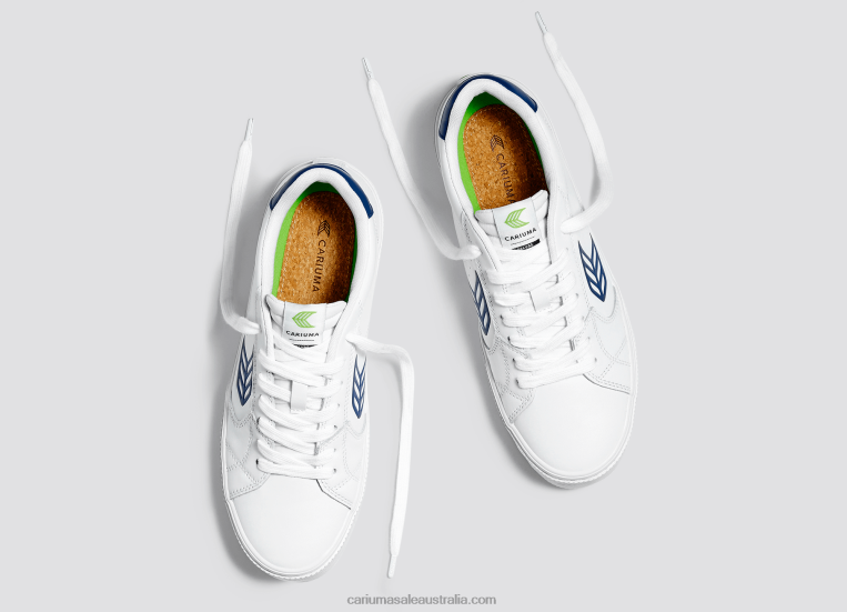 T8NFN99 Men White LWG Leather/Blue Cariuma
