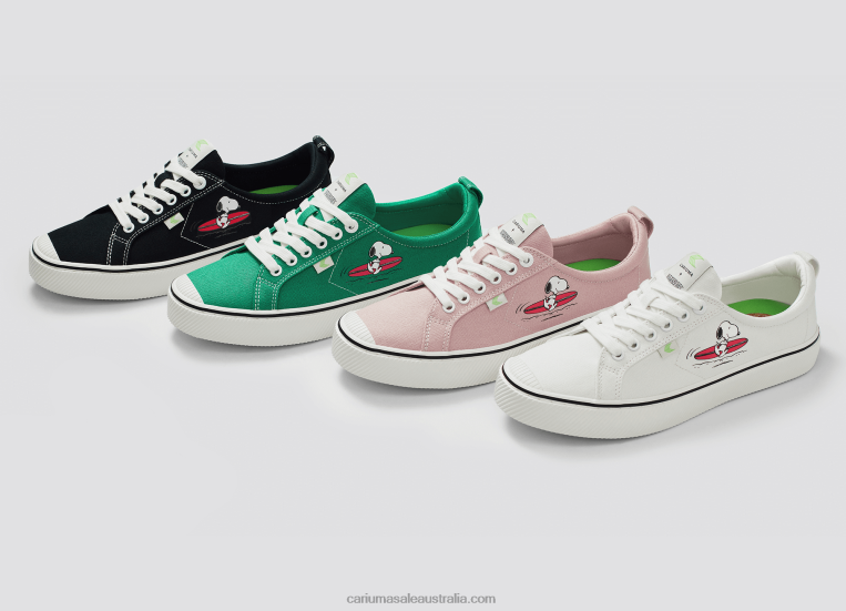T8NFN301 Women Peanuts Surf Green Canvas Cariuma