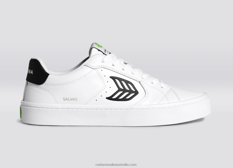 T8NFN314 Women White LWG Leather/Black Cariuma