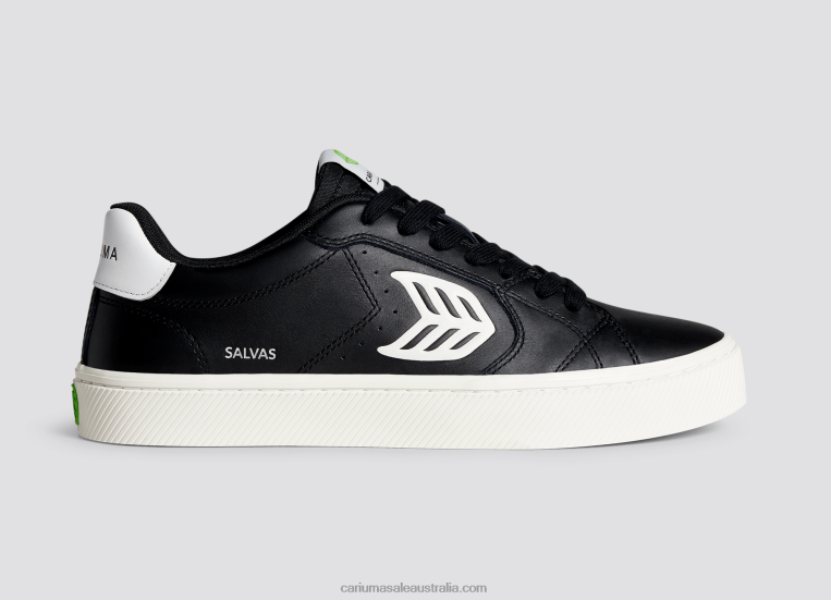 T8NFN315 Women Black LWG Leather/Off-White Cariuma